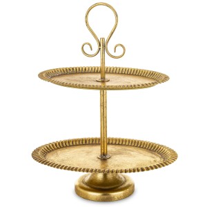 Patera piętrowa złota metalowa na ciasto owoce glamour dekoracja