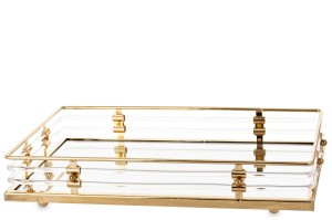 Patera taca złota metalowa szklana glamour podstawka dekoracja