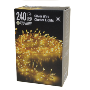 Lampki na choinkę światełka girlanda srebnry drut 240 LED barwa ciepła