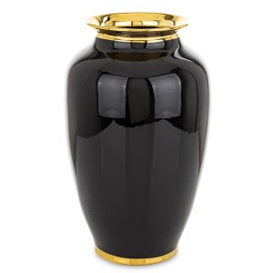 Wazon czarny ze złotymi wykończeniami ceramiczny flakon dekoracja glamour