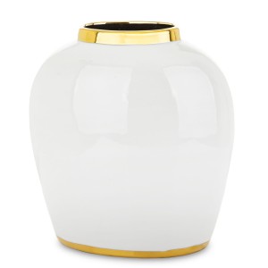 Osłonka doniczka Wazon Ceramiczny Biały Złoty dekoracja