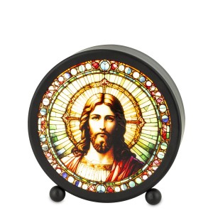 LATARNIA METALOWA LED WITRAŻOWY WITRAŻ LAMPION DEKORACJA