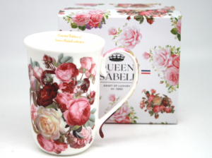 Kubek Porcelanowy elegancki motyw kwiaty róże kolorowy na prezent
