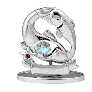 Figurka srebrna znak zodiaku RYBY Swarovski Crystal