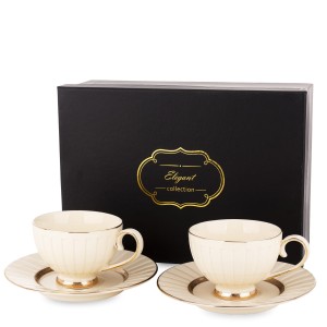 Zestaw Filiżanek Kpl 2 szt Filiżanka porcelanowa 220 ml+ spodek Nina ecru