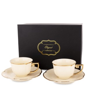 Zestaw Filiżanek Kpl 2 szt Filiżanka porcelanowa 220 ml+ spodek