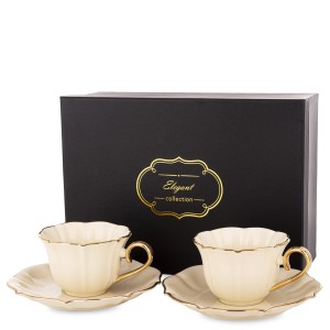 Zestaw Filiżanek Kpl 2 szt Filiżanka porcelanowa 220 ml+ spodek