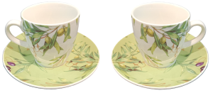 Filiżanki do espresso dla 2 osób porcelana zielone oliwki