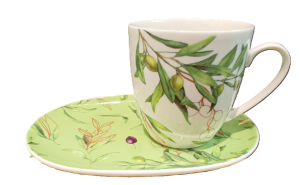 Filiżanka 320 ml 1 szt spodek oliwki zielone elegancka idealny prezent