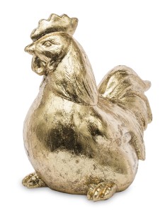 Figurka złota kura kogucik frezowana figura retro prezent wielkanoc