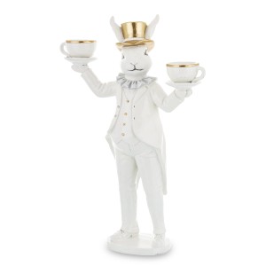 Figurka Pierrot Królik Króliczek Dekoracja Figura Biała Złota Filiżanki