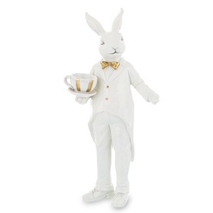 Figurka Pierrot Królik Króliczek Figura Biała Złota Filiżanka Dekoracja