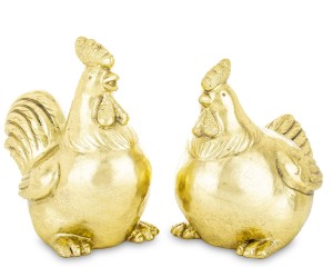 1 Sztuka Figurka złota kura kogucik figura ceramiczna retro wielkanoc