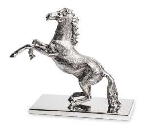 Elegancka figura koń konik srebrna dekoracja metalowa