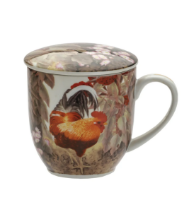 Kubek porcelanowy kogut zaparzacz z filtrem z zaparzaczem