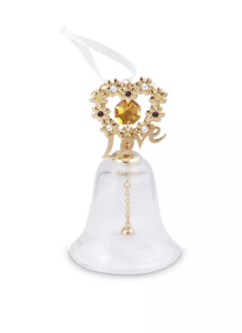 Dzwonek Dzwoneczek Szklany Zdobiony Swarovski Crystals LOVE Walentynki