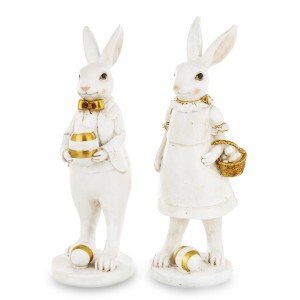 Figurka królik króliczek zając on i ona Wielkanoc dekoracja Pierrot retro