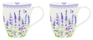 Zestaw Kubków Kpl 2 szt dla Dwojga Porcelana Kubki motyw Lawenda lawendy