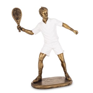 Figurka mężczyzna tenisista figura rakieta tenis dekoracja biały złoty