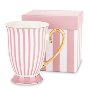 Kubek Porcelanowy Biało Różowy Złoty 300 ml Stylowy Elegancki kubeczek