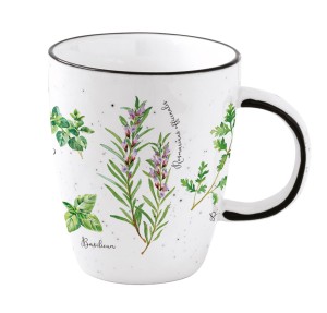 Kubek Porcelanowy elegancki motyw zioła boho retro 350 ml