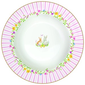 Talerz głęboki do zupy obiadowy porcelana kwiaty wielkanocny 21,5cm królik