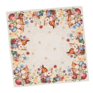 Obrus 93x93 cm gobelinowy wielkanoc obrus na stół rustykalny tkany ręcznie