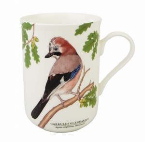 Kubek porcelanowy z motywem ,,Ptaki Polski"- Sójka 300 ml kawa herbata