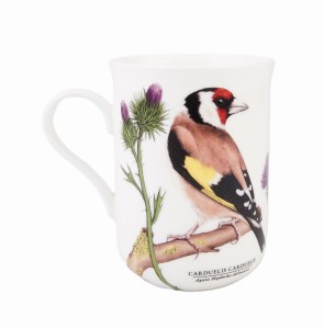 Kubek porcelanowy z motywem ,,Ptaki Polski"- Szczygieł 300 ml kawa herbata