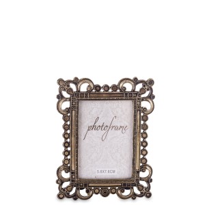 Złota ramka na zdjęcie metalowa stojąca retro pałacowa vintage