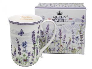Elegancki porcelanowy kubek z motywem lawendy 400ml prezent Queen Isabell