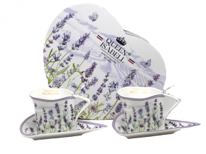 Elegancki porcelanowy zestaw filiżanek motywem lawendy 180ml Queen Isabell