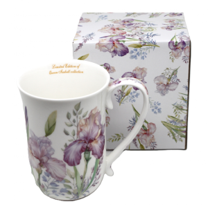 Elegancki porcelanowy kubek Queen Isabell z motywem irysów 400ml na prezent