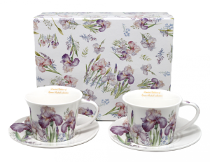 Elegancki porcelanowy zestaw filiżanek motywem irysów 250 ml Queen Isabell