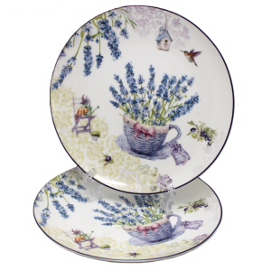Elegancki Komplet Dwóch Talerzy 20.5cm Lawenda Zestaw 2 szt Idealny Prezent