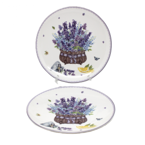 Elegancki Komplet Dwóch Talerzy 20.5cm Lawenda Zestaw 2 szt Idealny Prezent