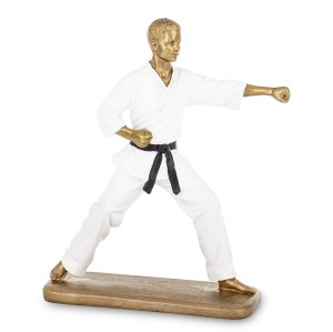 Figurka mężczyzna karateka figura karate sztuki walki dekoracja biały złoty