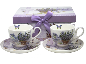 Elegancki porcelanowy zestaw filiżanek lawenda filiżanka 240ml kawa herbata
