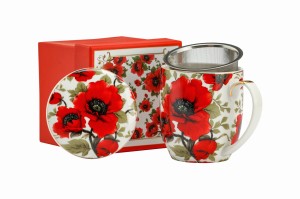 Kubek z zaparzaczem porcelanowy pokrywka sitko maki 425 ml idealny prezent