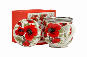 Kubek z zaparzaczem porcelanowy pokrywka sitko maki 480 ml idealny prezent
