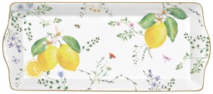 Porcelanowa patera taca talerz cytryny kwiaty 35 x 15 cm stylowa retro