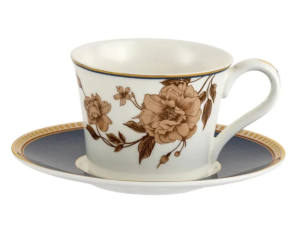 Elegancka filiżanka porcelanowa + spodek 240 ml kwiaty 1 szt na prezent