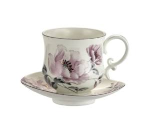 Elegancka filiżanka porcelanowa + spodek 400 ml kwiaty róże 1 szt