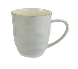 Elegancki kubek porcelanowy 450 ml biały błyczący złote dodatki na prezent