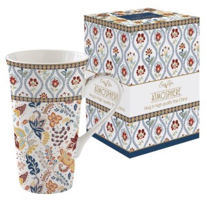 Duży kubek porcelanowy 600 ml WZÓR RUSTYKALNY KOLOROWY elegancki prezent