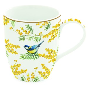 Elegancki porcelanowy kubek z motyw sikorka mimoza 350 ml idealny prezent