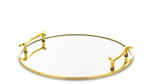 Patera taca złota metalowa szklana glamour podstawka dekoracja z uchwytami