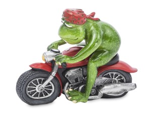Figura żaba żabka na motocyklu gang motocyklowy ozdoba śmieszna figurka