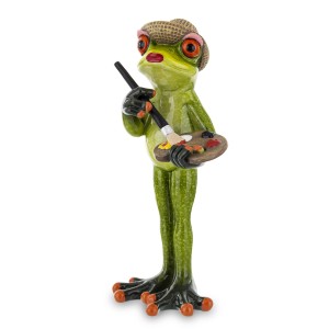 Figura żaba żabka malarka plastyczka paleta z farbą ozdoba śmieszna figurka