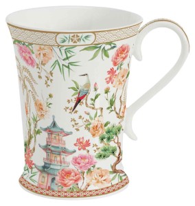 Kubek porcelanowy 300 ml letni wzór pastele motyw kwiatów ozdobne pudełko